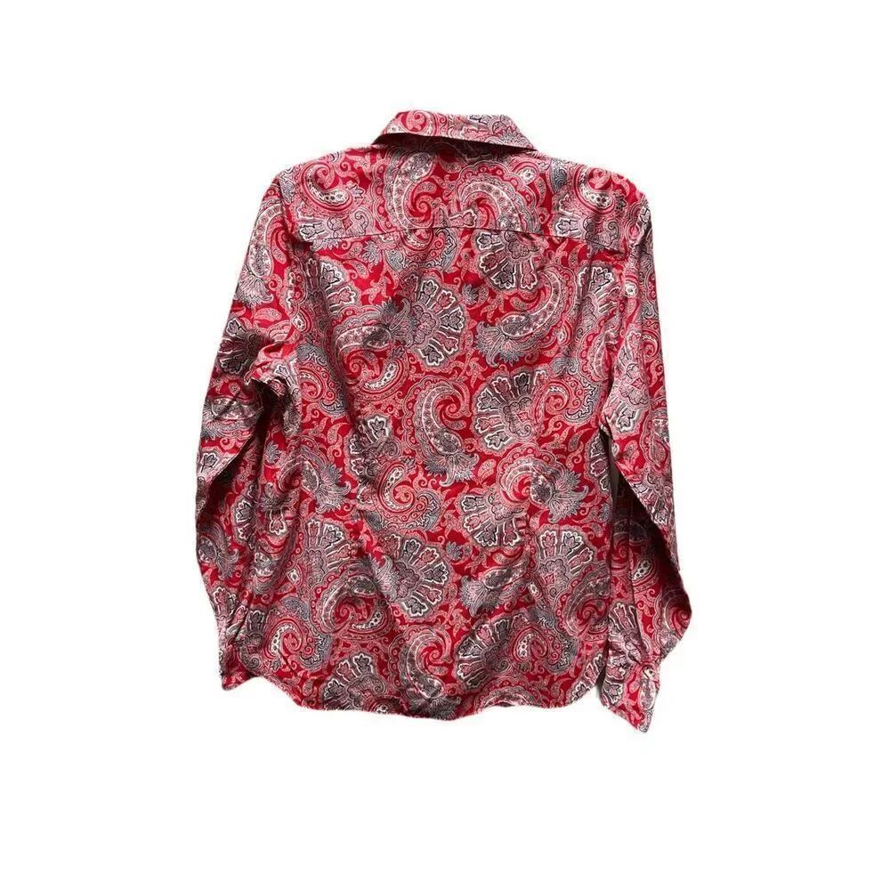 Chaps red paisley button up top size L relaxed fit - Picture 3 of 11